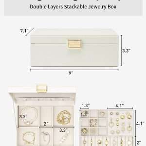 Vlando Graduation Gifts,2 Layer Jewelry Box, Teacher Gifts,Large Jewelry Organizer for Women Removable Jewelery Tray for Necklace Earrings Rings Bracelets - 5