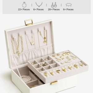 Vlando Graduation Gifts,2 Layer Jewelry Box, Teacher Gifts,Large Jewelry Organizer for Women Removable Jewelery Tray for Necklace Earrings Rings Bracelets - 7