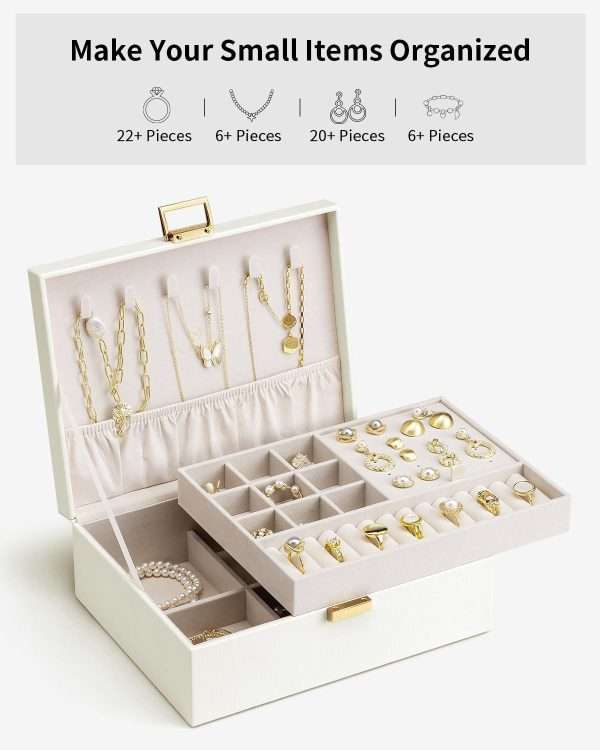 Vlando Graduation Gifts,2 Layer Jewelry Box, Teacher Gifts,Large Jewelry Organizer for Women Removable Jewelery Tray for Necklace Earrings Rings Bracelets - 7