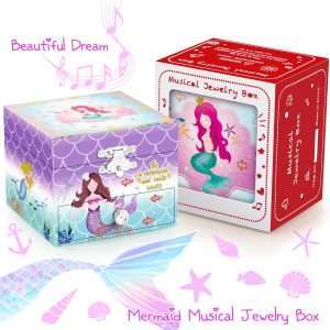 A&A Music Jewelry Box for Girls Paired with Cute Mermaid Theme Rotating Playback the Tune for Beautiful Dream Light Purple - 4