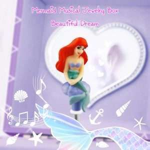 A&A Music Jewelry Box for Girls Paired with Cute Mermaid Theme Rotating Playback the Tune for Beautiful Dream Light Purple - 5
