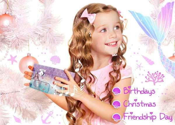 A&A Music Jewelry Box for Girls Paired with Cute Mermaid Theme Rotating Playback the Tune for Beautiful Dream Light Purple - 7
