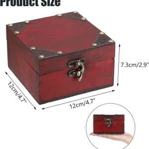 ELLDOO Small Treasure Jewelry Chest Box, Vintage Pirate Keepsakes Box for Gifts, Wooden Storage Box Decorative for Pearl Trinkets Tarot Cards Chakra Stone - 2