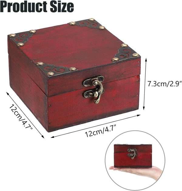 ELLDOO Small Treasure Jewelry Chest Box, Vintage Pirate Keepsakes Box for Gifts, Wooden Storage Box Decorative for Pearl Trinkets Tarot Cards Chakra Stone - 2