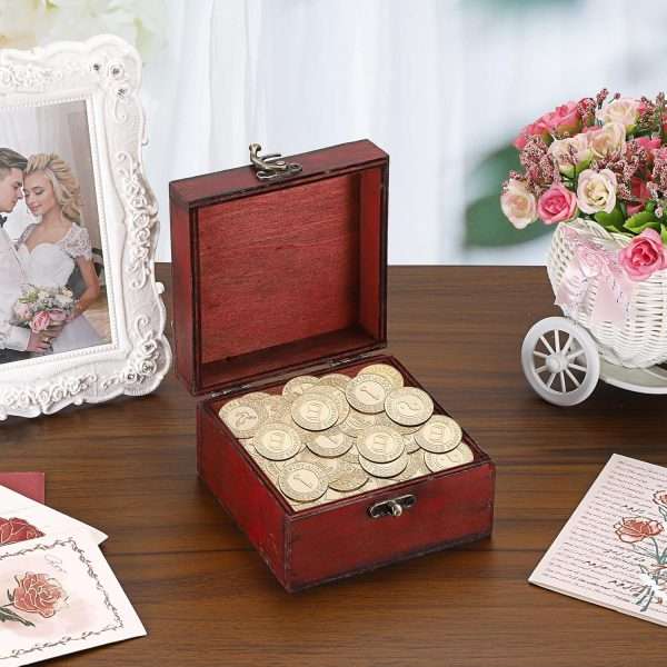 ELLDOO Small Treasure Jewelry Chest Box, Vintage Pirate Keepsakes Box for Gifts, Wooden Storage Box Decorative for Pearl Trinkets Tarot Cards Chakra Stone - 5