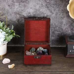 ELLDOO Small Treasure Jewelry Chest Box, Vintage Pirate Keepsakes Box for Gifts, Wooden Storage Box Decorative for Pearl Trinkets Tarot Cards Chakra Stone - 6
