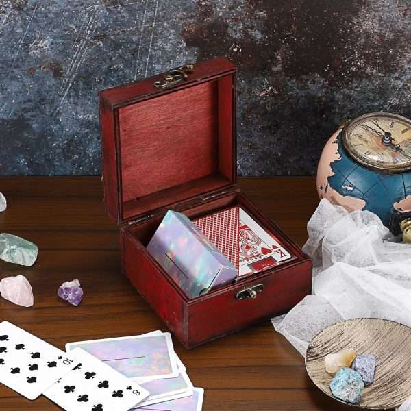 ELLDOO Small Treasure Jewelry Chest Box, Vintage Pirate Keepsakes Box for Gifts, Wooden Storage Box Decorative for Pearl Trinkets Tarot Cards Chakra Stone - 8