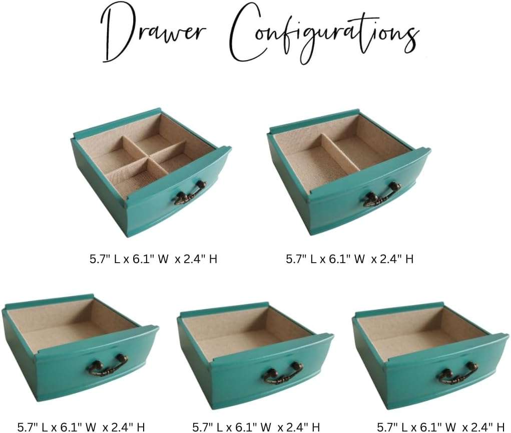 Hives & Honey Daphne Oval Glass Turquoise Jewelry Chest Jewelry Organizer Box Case Mirrored Storage - 7