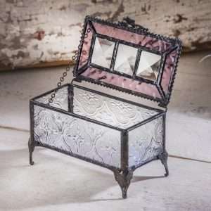 J Devlin - Vintage Stained Glass Jewelry Box Trinket Keepsake Display - Box 514 (Pink) - 2