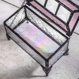 J Devlin - Vintage Stained Glass Jewelry Box Trinket Keepsake Display - Box 514 (Pink) - 3