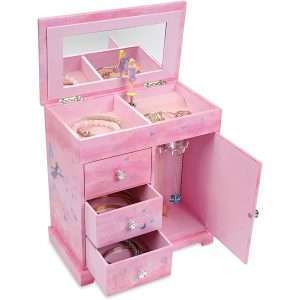 Jewelkeeper Jewelry Box - Jewelry Box for Girls with Ballerina Music Box - 3 Spacious Drawers, Necklace Carousel, Soft Pink Lining and Flowers Design - Sugar Plum Fairy Tune - 1