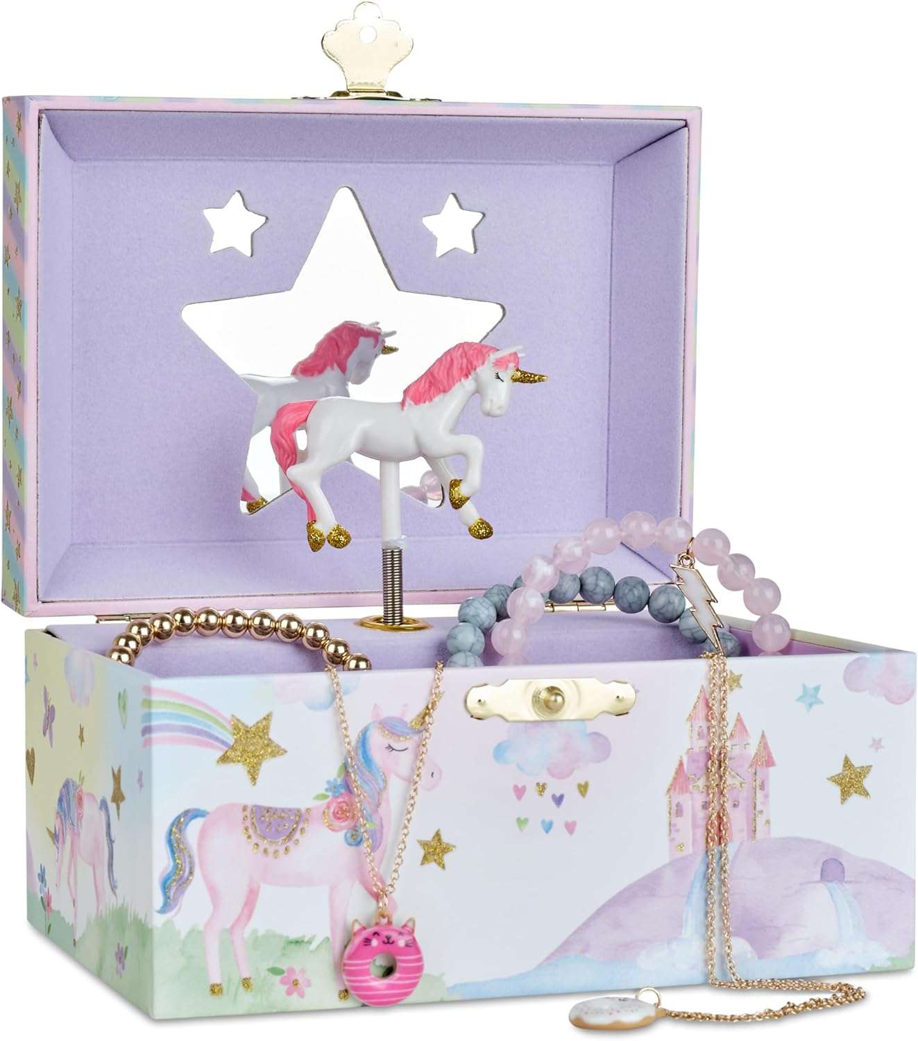 Jewelkeeper Jewelry Box for Girls - Girls Bedroom Accessories, Musical Jewelry Boxes with Spinning Unicorn Doll, Beautiful Dreamer Tune - Perfect Unicorn Birthday Gift for Kids 3 and Up - 1