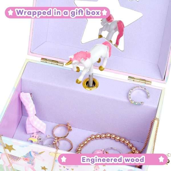 Jewelkeeper Jewelry Box for Girls - Girls Bedroom Accessories, Musical Jewelry Boxes with Spinning Unicorn Doll, Beautiful Dreamer Tune - Perfect Unicorn Birthday Gift for Kids 3 and Up - 3