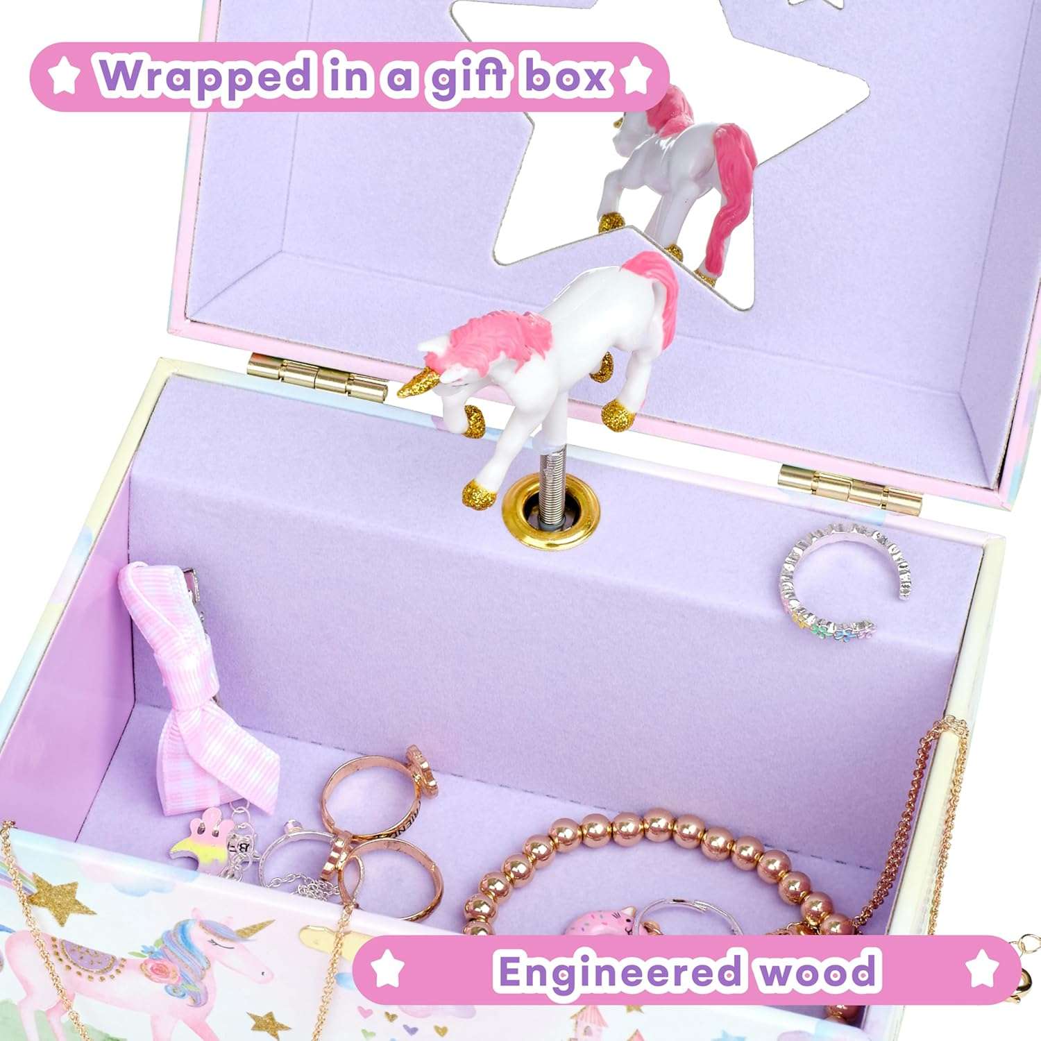 Jewelkeeper Jewelry Box for Girls - Girls Bedroom Accessories, Musical Jewelry Boxes with Spinning Unicorn Doll, Beautiful Dreamer Tune - Perfect Unicorn Birthday Gift for Kids 3 and Up - 3