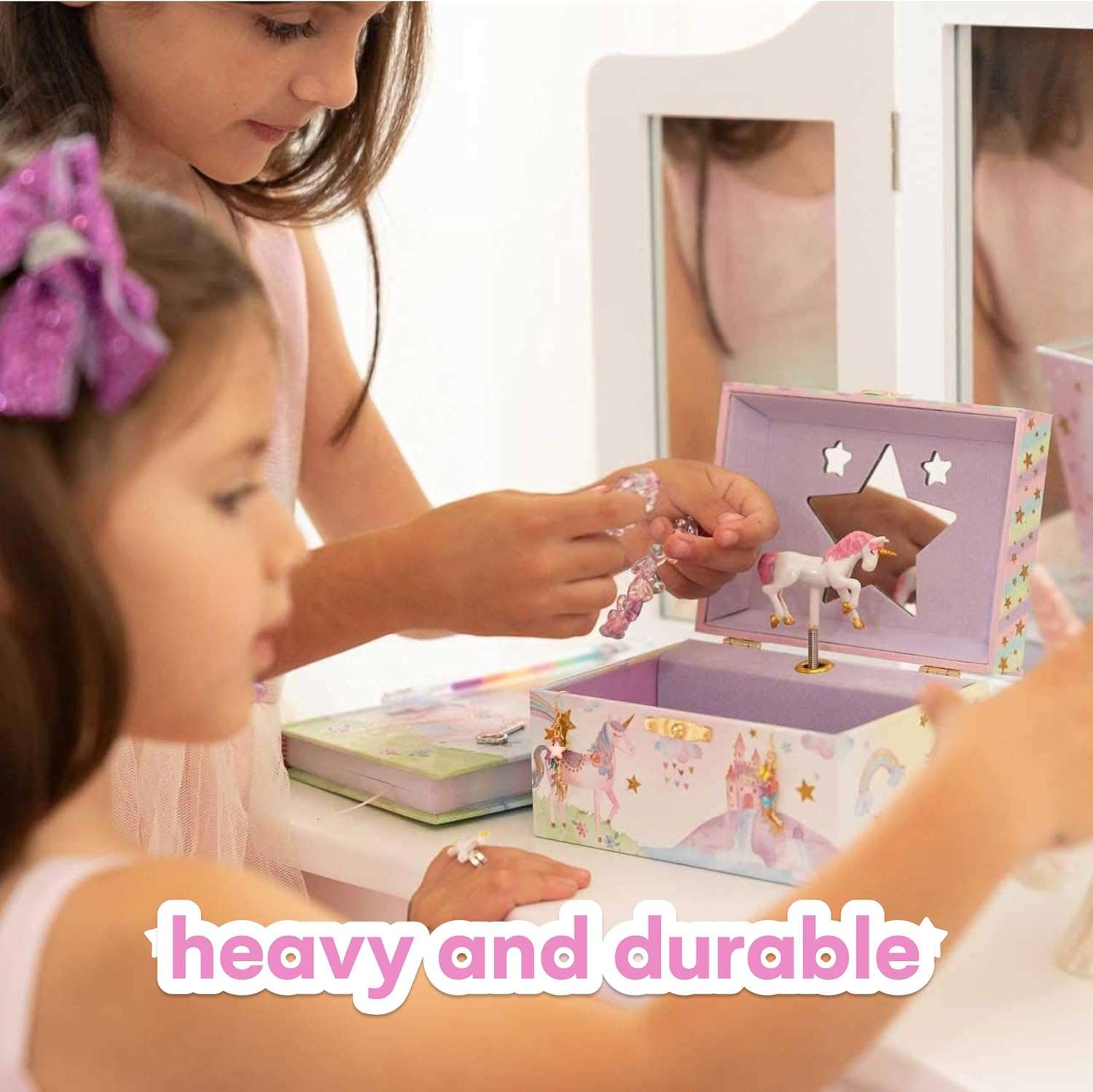 Jewelkeeper Jewelry Box for Girls - Girls Bedroom Accessories, Musical Jewelry Boxes with Spinning Unicorn Doll, Beautiful Dreamer Tune - Perfect Unicorn Birthday Gift for Kids 3 and Up - 4