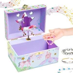 Jewelkeeper Jewelry Box for Girls - Girls Bedroom Accessories, Musical Jewelry Boxes with Spinning Unicorn Doll, Beautiful Dreamer Tune - Perfect Unicorn Birthday Gift for Kids 3 and Up - 6