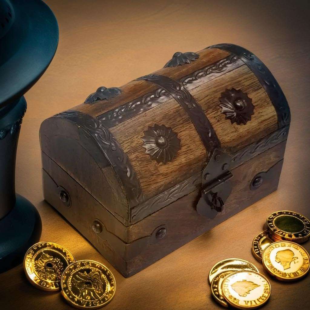 Keepsake and Decorative Wood Box - Medium Storage Treasure Chest - Elegant Wooden Box for Home Decor - 3