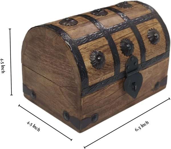 Keepsake and Decorative Wood Box - Medium Storage Treasure Chest - Elegant Wooden Box for Home Decor - 6