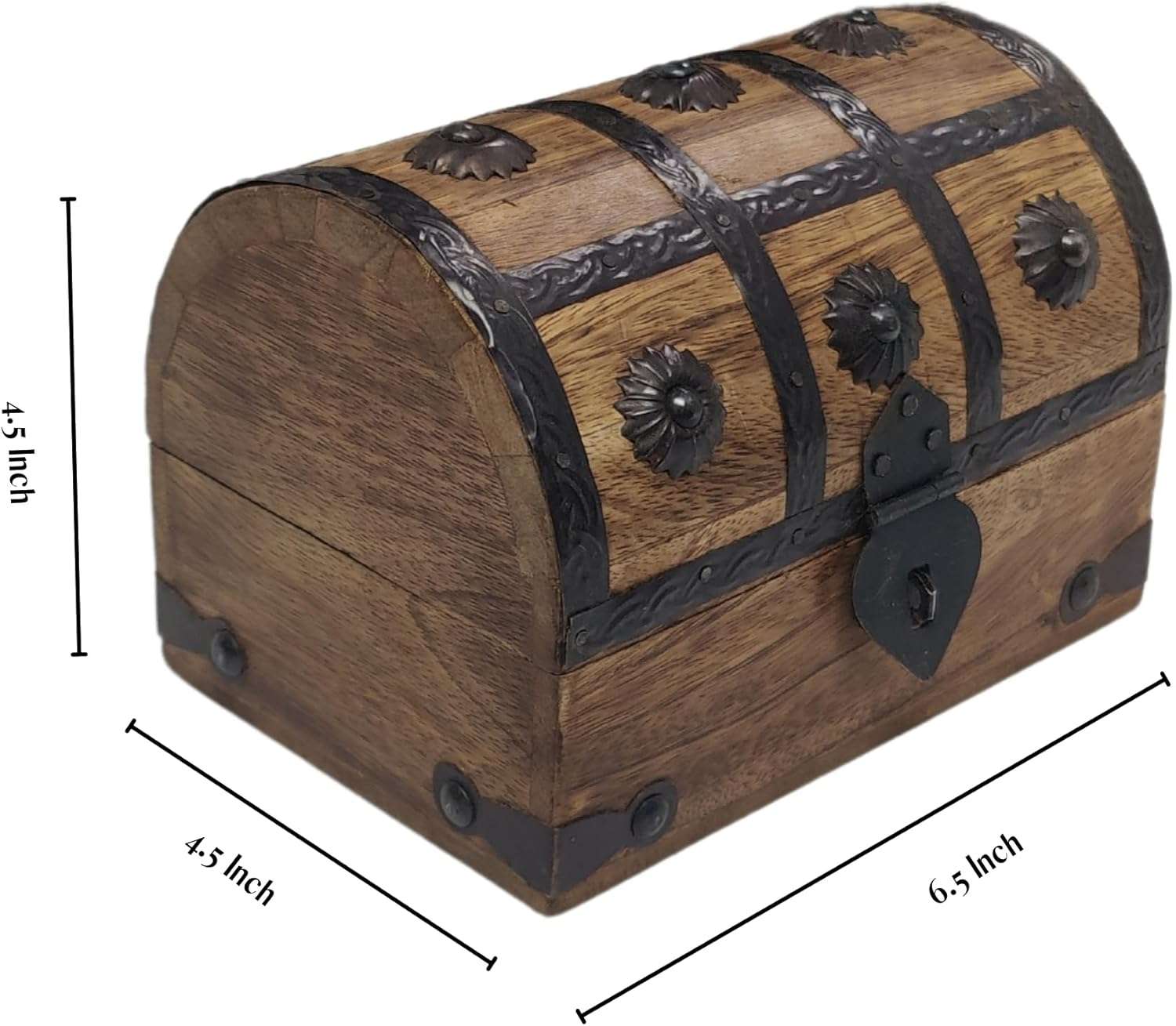 Keepsake and Decorative Wood Box - Medium Storage Treasure Chest - Elegant Wooden Box for Home Decor - 6
