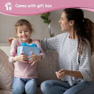 Lolalet Wooden Jewelry Box with Unicorn for Girls, Musical Children's Jewelry Organizer, Gift for Toddler Age 2 3 4 5 6 7 8 9 on Birthday -Pink - 8