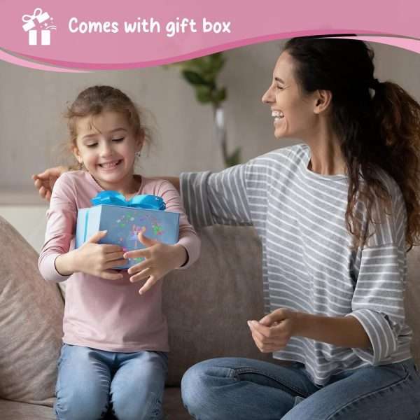 Lolalet Wooden Jewelry Box with Unicorn for Girls, Musical Children's Jewelry Organizer, Gift for Toddler Age 2 3 4 5 6 7 8 9 on Birthday -Pink - 8