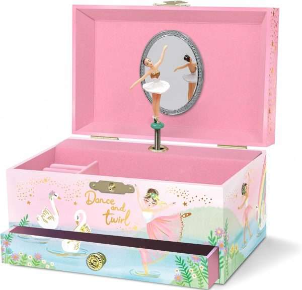 Musical Ballerina Jewelry Box for Girls - Kids Dancing Ballerina Music Box with Mirror, Ballet Gifts for Little Girls, Jewelry Boxes, Childrens Birthday Gift - 1