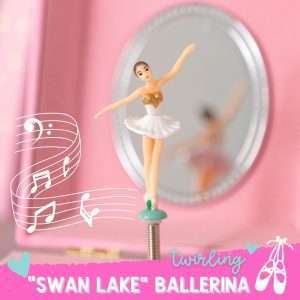 Musical Ballerina Jewelry Box for Girls - Kids Dancing Ballerina Music Box with Mirror, Ballet Gifts for Little Girls, Jewelry Boxes, Childrens Birthday Gift - 2