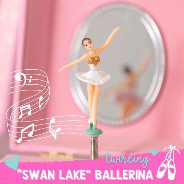 Musical Ballerina Jewelry Box for Girls - Kids Dancing Ballerina Music Box with Mirror, Ballet Gifts for Little Girls, Jewelry Boxes, Childrens Birthday Gift - 2