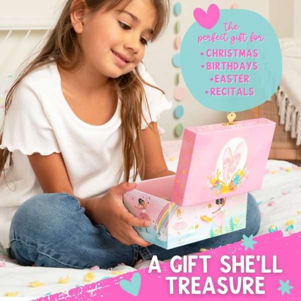Musical Ballerina Jewelry Box for Girls - Kids Dancing Ballerina Music Box with Mirror, Ballet Gifts for Little Girls, Jewelry Boxes, Childrens Birthday Gift - 4