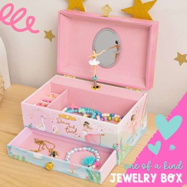 Musical Ballerina Jewelry Box for Girls - Kids Dancing Ballerina Music Box with Mirror, Ballet Gifts for Little Girls, Jewelry Boxes, Childrens Birthday Gift - 5