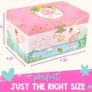 Musical Ballerina Jewelry Box for Girls - Kids Dancing Ballerina Music Box with Mirror, Ballet Gifts for Little Girls, Jewelry Boxes, Childrens Birthday Gift - 8