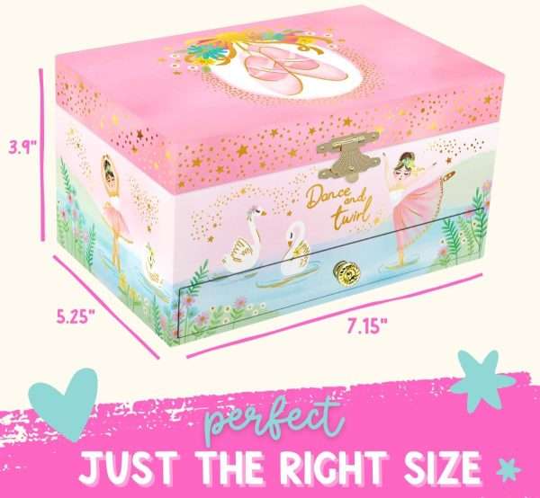 Musical Ballerina Jewelry Box for Girls - Kids Dancing Ballerina Music Box with Mirror, Ballet Gifts for Little Girls, Jewelry Boxes, Childrens Birthday Gift - 8