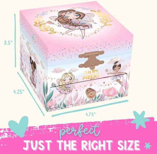 Musical Fairy Jewelry Box for Girls - Kids Music Box with Spinning Fairy and Mirror, Princess Gifts for Little Girls, Jewelry Boxes, Childrens Birthday Gift - 8