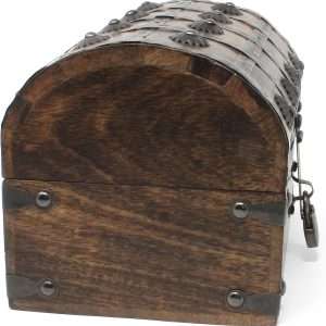 Nautical Cove Keepsake Wooden Treasure Chest with Antique Jewelry Lock and Key - Decorative Box, Pirate Wooden, Wood Box with Lid, Rustic Storage Chest - 2