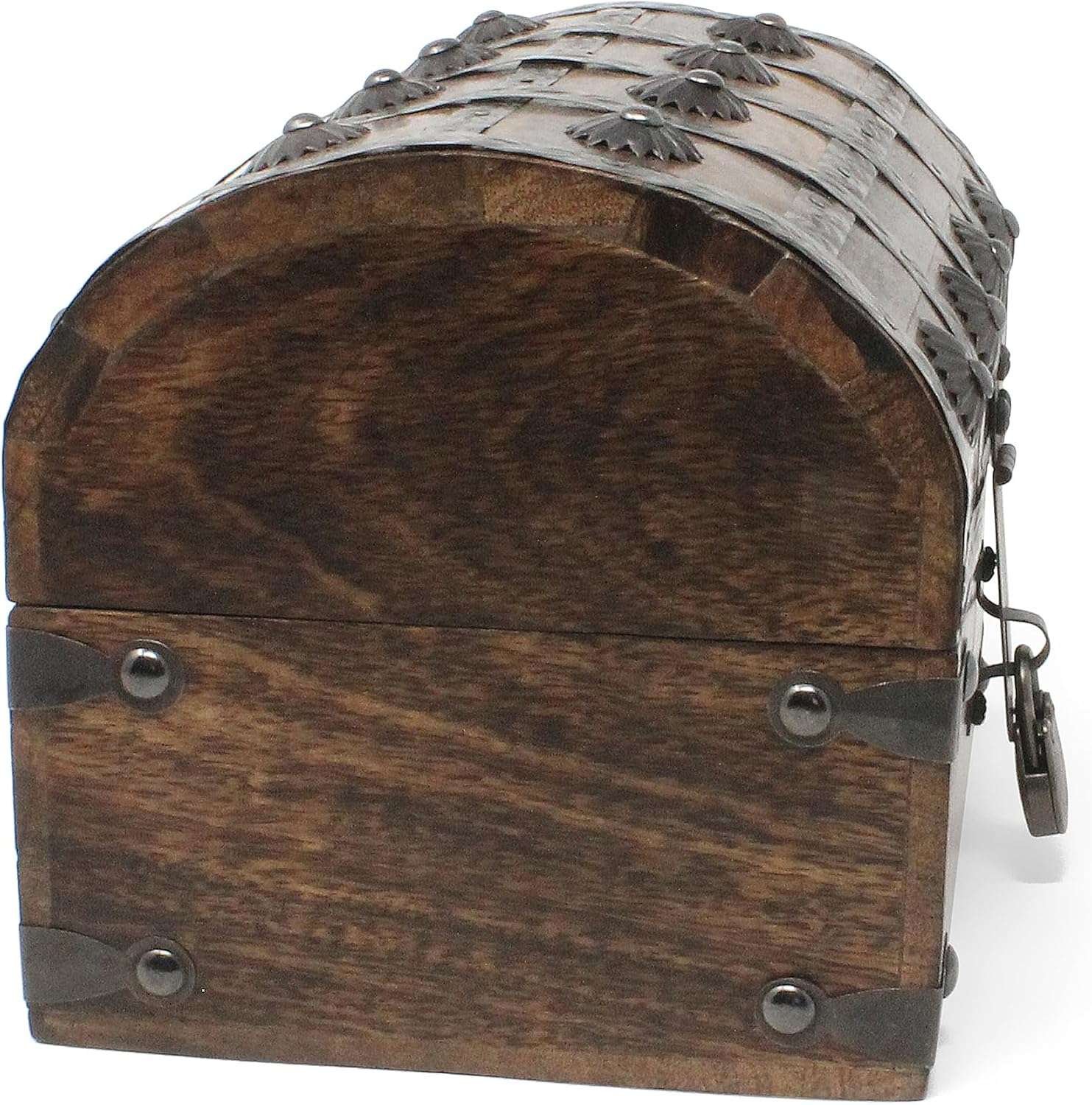 Nautical Cove Keepsake Wooden Treasure Chest with Antique Jewelry Lock and Key - Decorative Box, Pirate Wooden, Wood Box with Lid, Rustic Storage Chest - 2