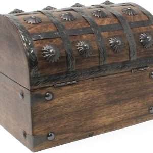 Nautical Cove Keepsake Wooden Treasure Chest with Antique Jewelry Lock and Key - Decorative Box, Pirate Wooden, Wood Box with Lid, Rustic Storage Chest - 3