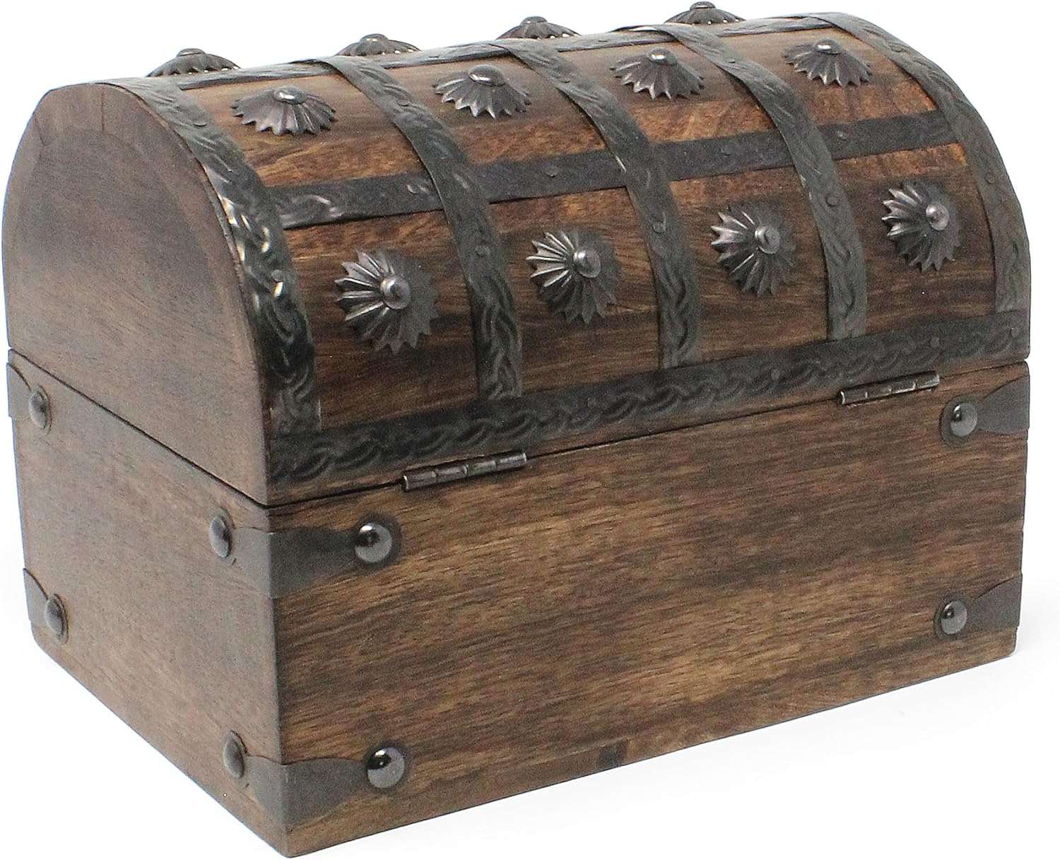 Nautical Cove Keepsake Wooden Treasure Chest with Antique Jewelry Lock and Key - Decorative Box, Pirate Wooden, Wood Box with Lid, Rustic Storage Chest - 3