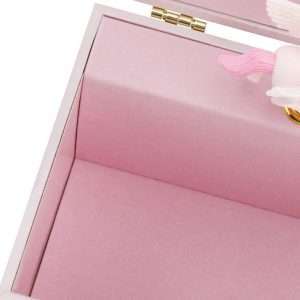 RR ROUND RICH DESIGN Musical Jewelry Glitter Storage Box and Jewelry Set for Little Girls with Spinning Unicorn and Rainbow - Over the Waves Tune Pink - 5