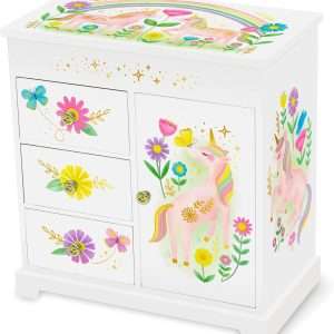 Unicorn Musical Jewelry Box for Girls - Unicorn Toys for Girls Age 4-6 - Kids Jewelry Box with Drawers - 9 x 5 x 9.3 in - 1
