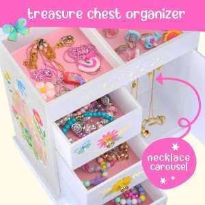 Unicorn Musical Jewelry Box for Girls - Unicorn Toys for Girls Age 4-6 - Kids Jewelry Box with Drawers - 9 x 5 x 9.3 in - 3