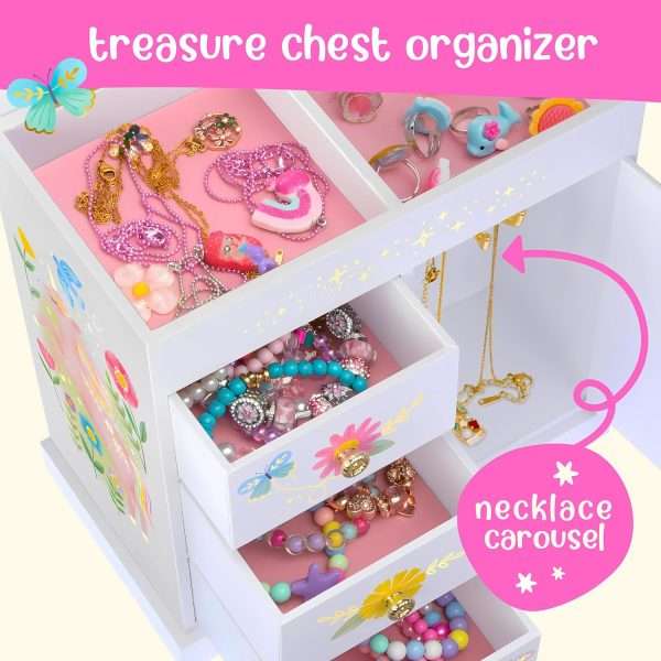 Unicorn Musical Jewelry Box for Girls - Unicorn Toys for Girls Age 4-6 - Kids Jewelry Box with Drawers - 9 x 5 x 9.3 in - 3