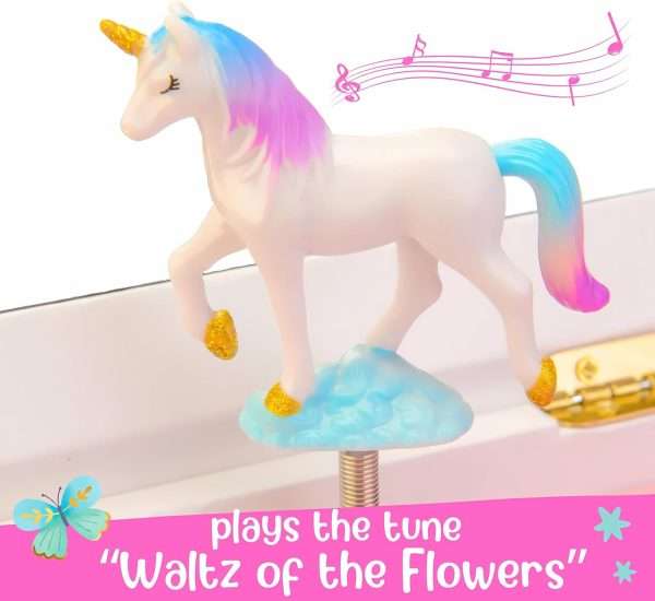 Unicorn Musical Jewelry Box for Girls - Unicorn Toys for Girls Age 4-6 - Kids Jewelry Box with Drawers - 9 x 5 x 9.3 in - 4