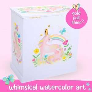 Unicorn Musical Jewelry Box for Girls - Unicorn Toys for Girls Age 4-6 - Kids Jewelry Box with Drawers - 9 x 5 x 9.3 in - 5