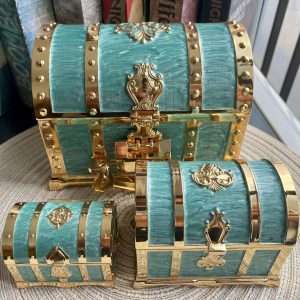 Vintage Metal Jewelry Chest Treasure Trinket Box, Gem Storage Tray Ring Earrings Necklace Keepsake Gift Holder Case Bag for Girls Ladies Women - 4