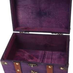 Vintage Treasure Chest Box, Wooden Jewelry Storage Box with Leather & Metal Accents, Decorative Retro Trunk for Home Bedroom Gifts - 4