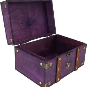 Vintage Treasure Chest Box, Wooden Jewelry Storage Box with Leather & Metal Accents, Decorative Retro Trunk for Home Bedroom Gifts - 7