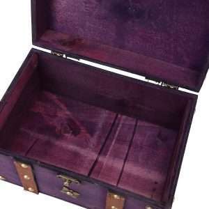 Vintage Treasure Chest Box, Wooden Jewelry Storage Box with Leather & Metal Accents, Decorative Retro Trunk for Home Bedroom Gifts - 9