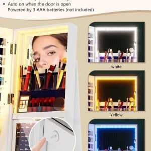 Full Length Mirror with Storage, 61 Mirror Jewelry Cabinet Standing, Rotating Jewelry Mirror Organizer Full Length, Lockable Jewelry Armoires with Velvet Lining for Women Gift - 3