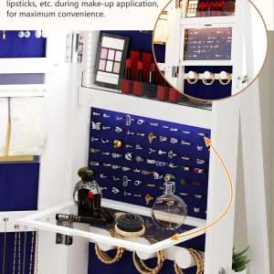 Full Length Mirror with Storage, 61 Mirror Jewelry Cabinet Standing, Rotating Jewelry Mirror Organizer Full Length, Lockable Jewelry Armoires with Velvet Lining for Women Gift - 4