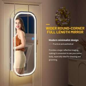 LVSOMT LED Mirror Jewelry Cabinet, Wall Mount-Over the Door Jewelry Armoire Organizer, Rounded Mirror with Storage, Foldable Shelf, Lockable Jewelry Cabinet, 16 Wide, Interior Mirror, White - 7